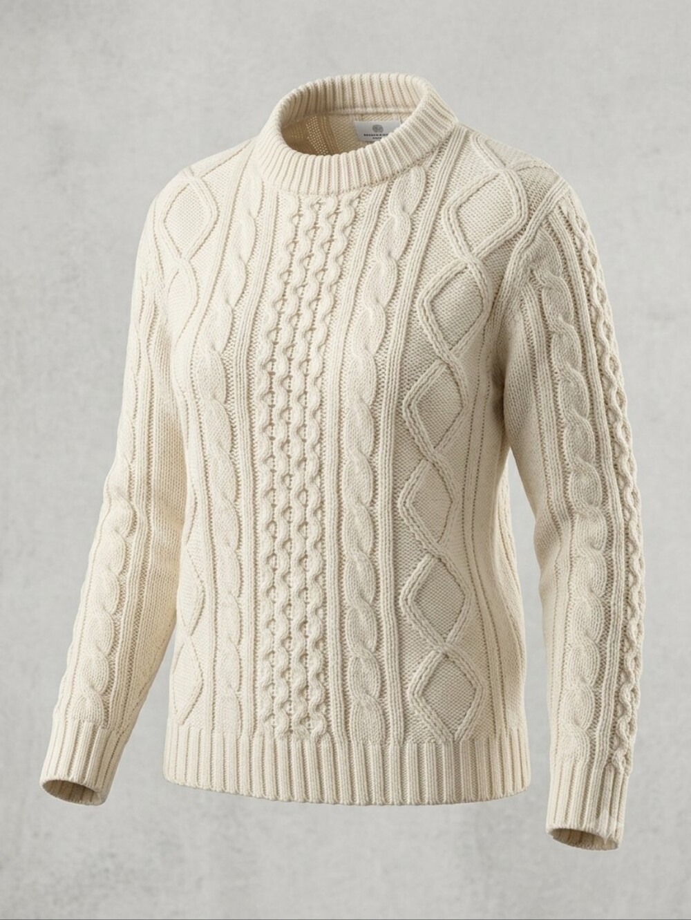Vintage Thunderbird Cable Knit Crew Neck Women's White Capsule Sweater Size L